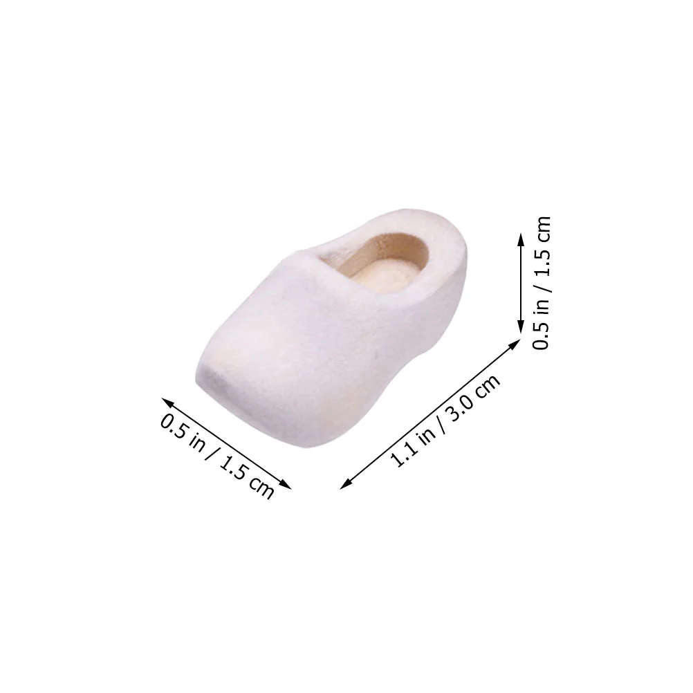 2 Pairs Clogs House Craft Decoration Toy Handmade Mini Klompen Blank Wooden Shoes White Embryo