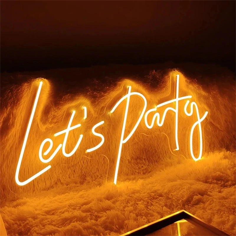 Let\'s Party Neon Sign Custom LED Light Birthday Wedding Club Acrylic Room Wall Party Decoration Romantic Personality Party Decor