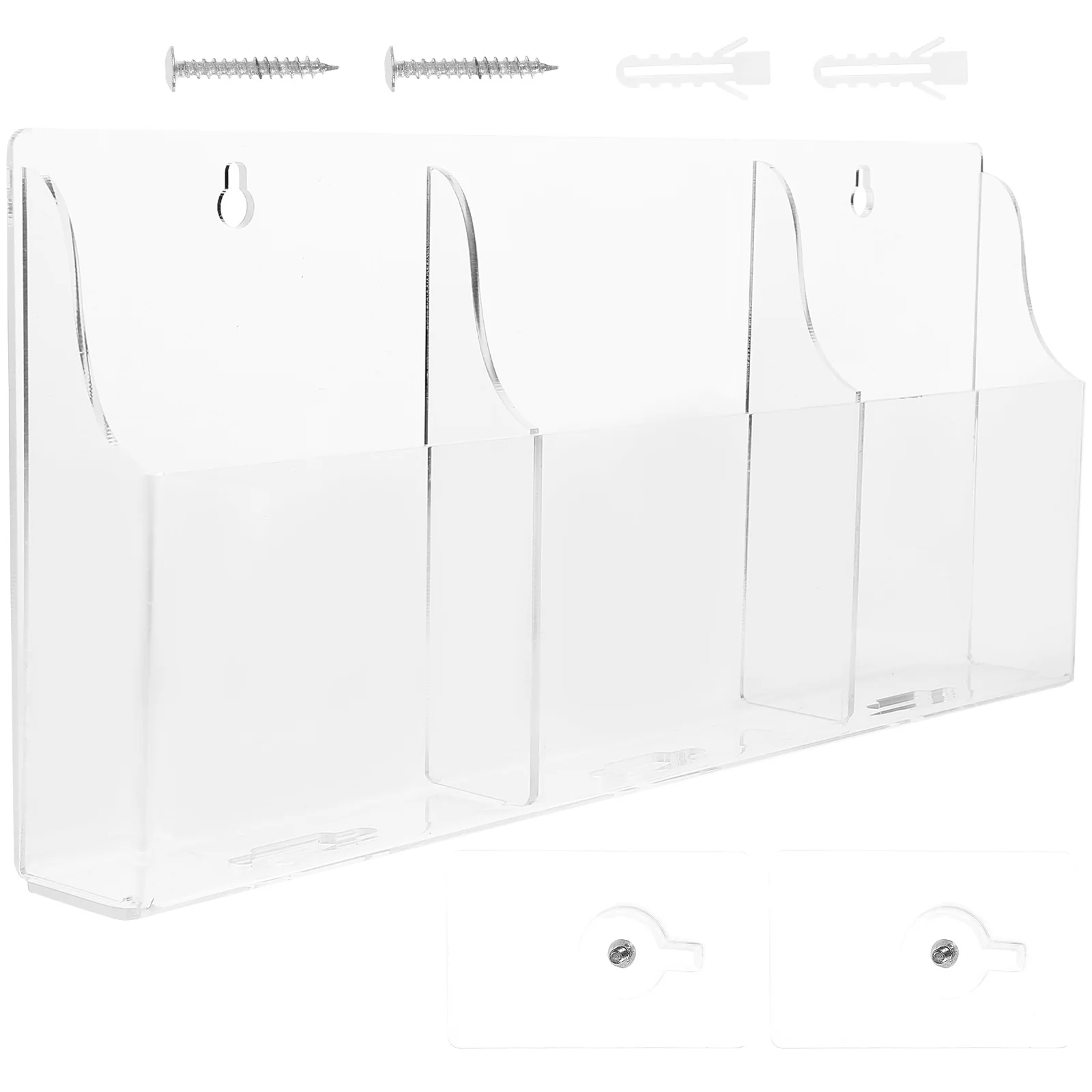 

Acrylic Remote Control Storage Box 3 Tier Transparent Wall Mount Phone Holder Punch Phone Charging Bedroom Living Room