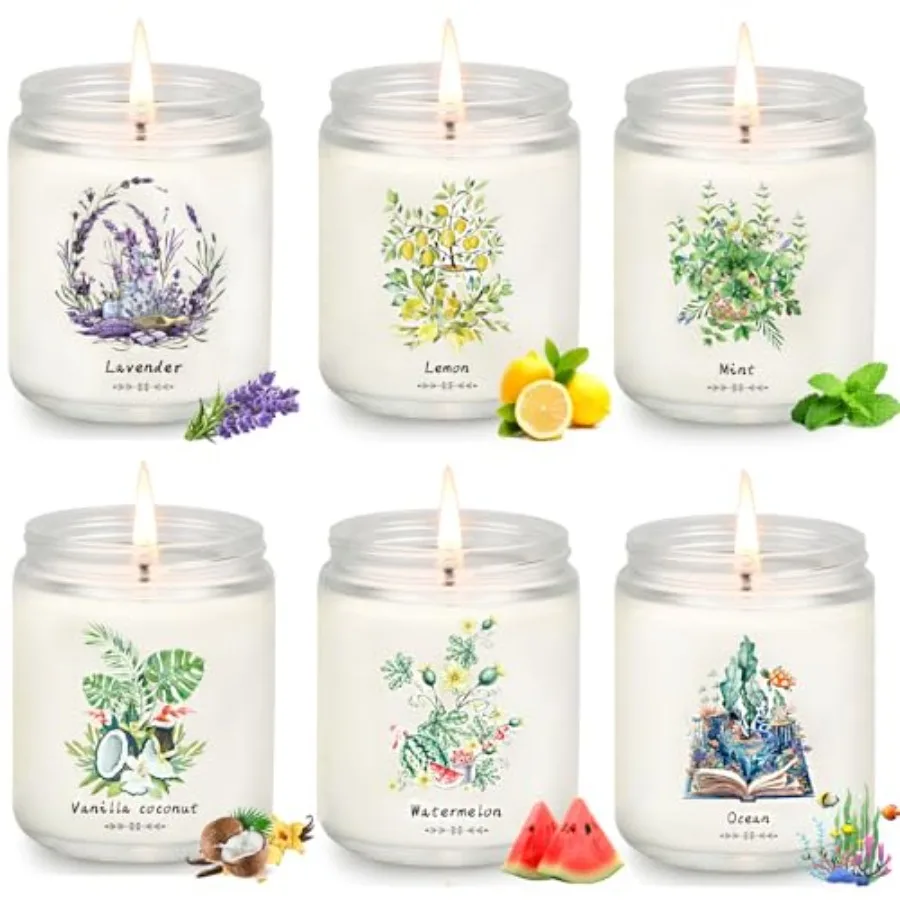 

6 Pack Candles for Home Scented 37.8 oz 300 Hour Long Lasting Aroma Candles Scented Candles for Women Natural Non Toxic Soy Can
