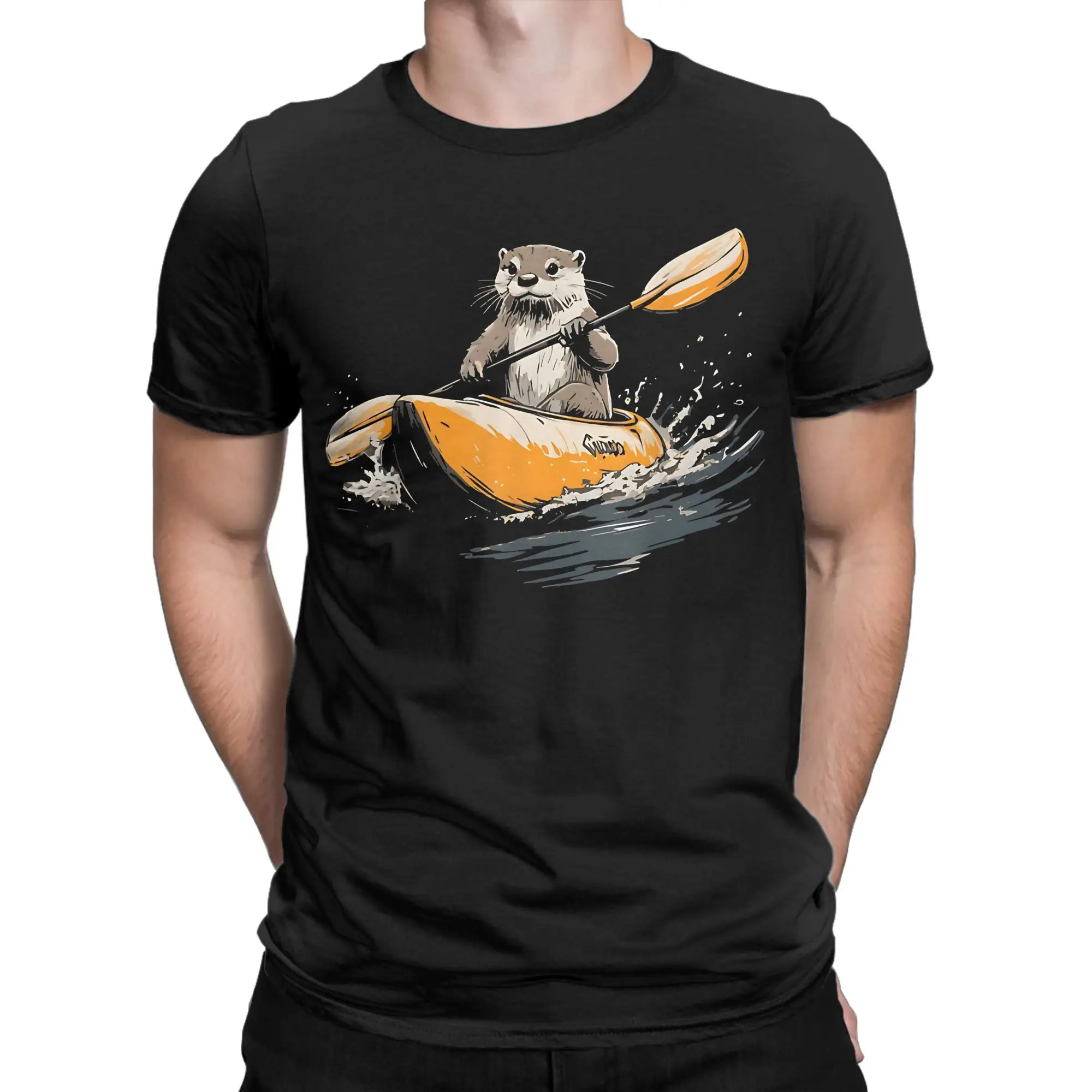 Otter Kayaker Paddling Outdoor Adventure Classic Otters Graphic 100% Cotton T-Shirt Tees Tops For Men