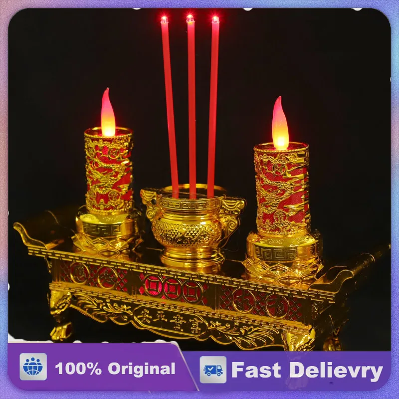 

Retro Chinese Electric Lamp Ancient Style Led Light For Temple Home Wedding Meditation Decoration Candles