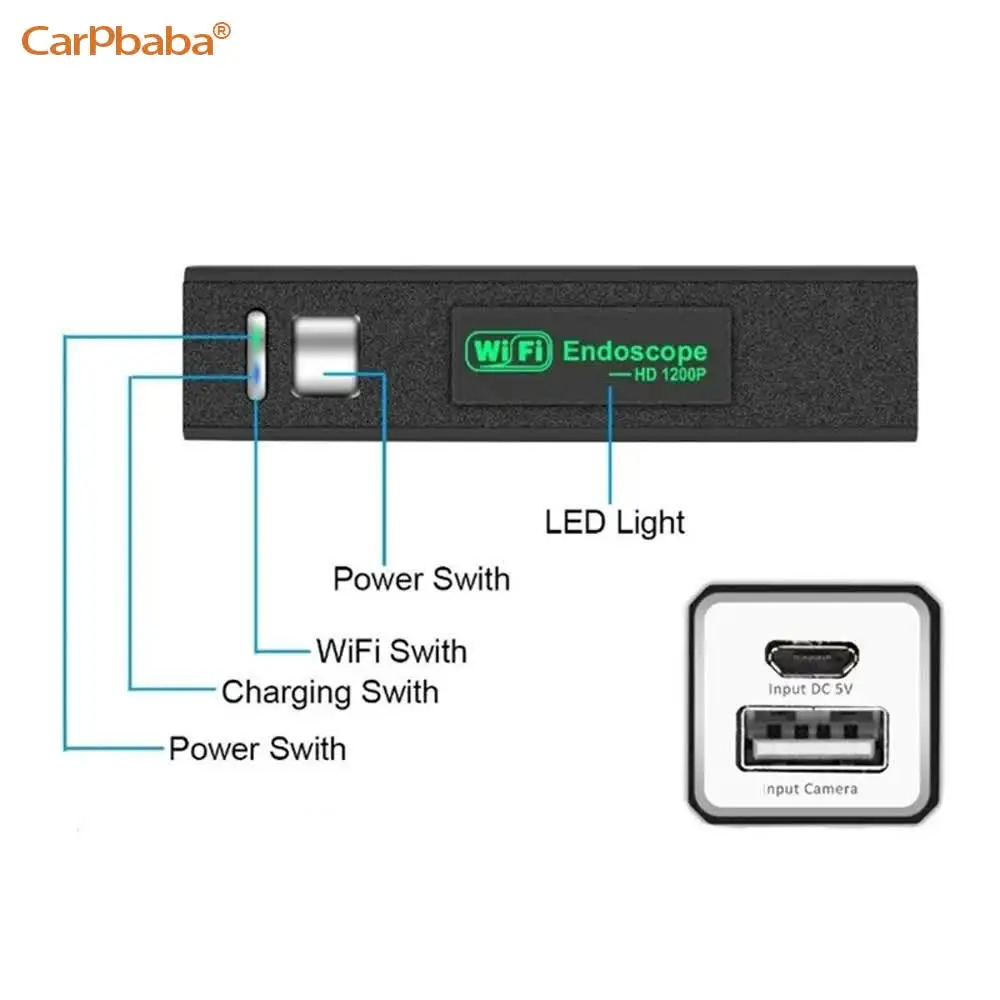 Carpbaba HD108 Wifi Transmitter Box Industrial Endoscope Camera Support IOS Android PC Snake Automobile Camera Wifi Endoscope