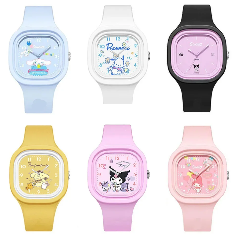 Sanrio Kuromi นาฬิกาเด็ก Hello Kitty สายซิลิโคนนาฬิกาข้อมือเด็กการ์ตูน Melody นาฬิกาเด็กของขวัญวันเกิด