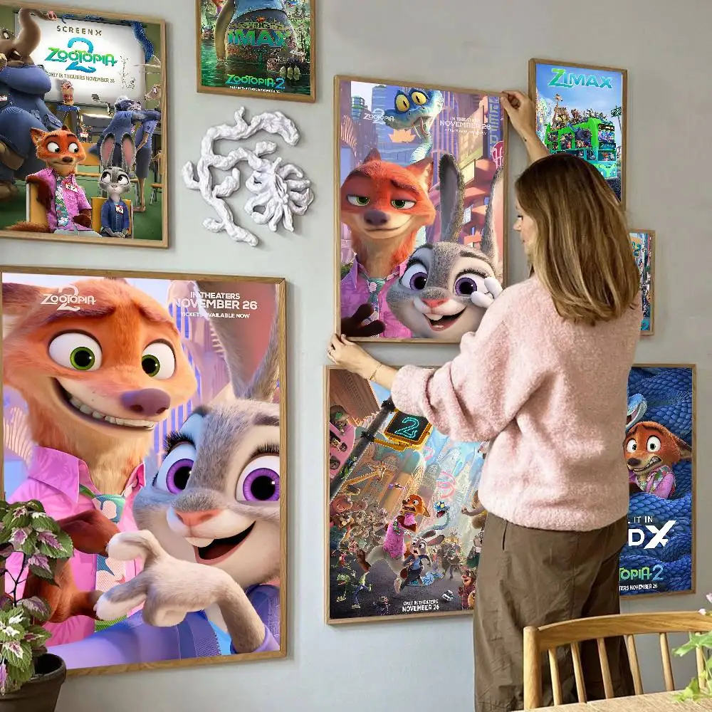 الكرتون Z-Zootopia 2 ملصقات الفيلم الكلاسيكي HD جودة ملصق جدار الفن اللوحة دراسة الشمال ديكور المنزل