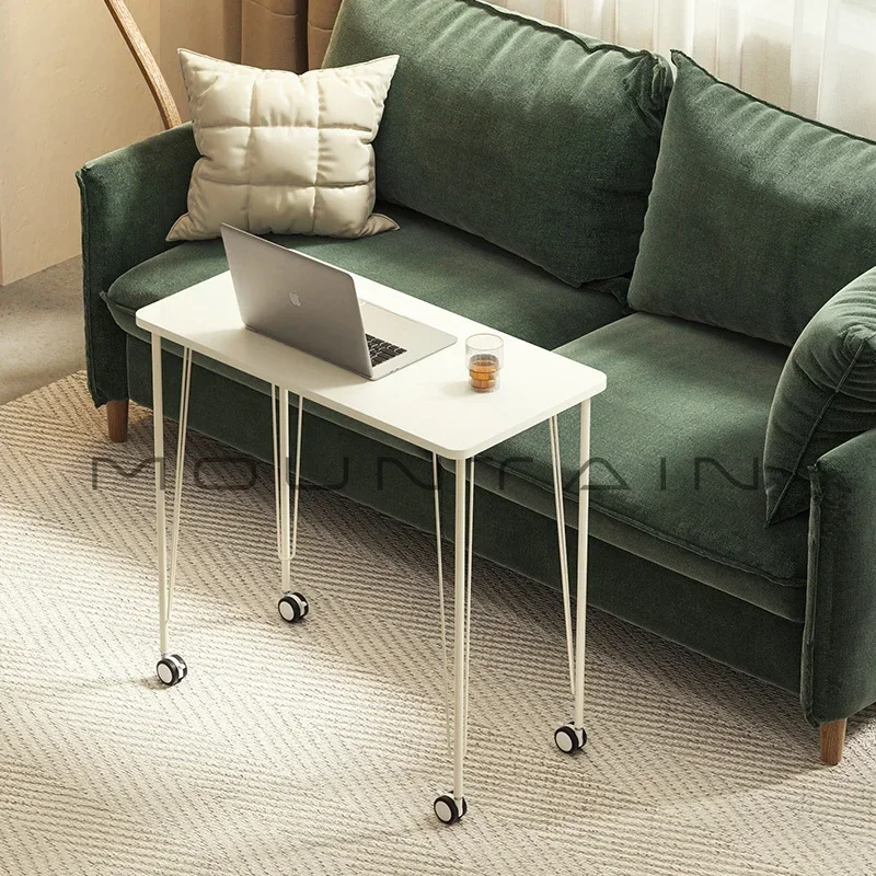 Mobile bedside sofa table bay window table roller pulley computer table