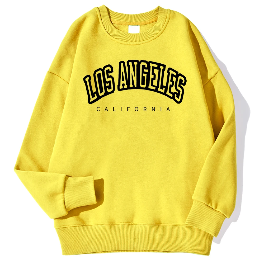 Los Angeles California Letter Print Man Pullovers Fashion Fit Autumn Hoodie Vintage Big Size Sweatshirt Casual Fur-Liner Clothes