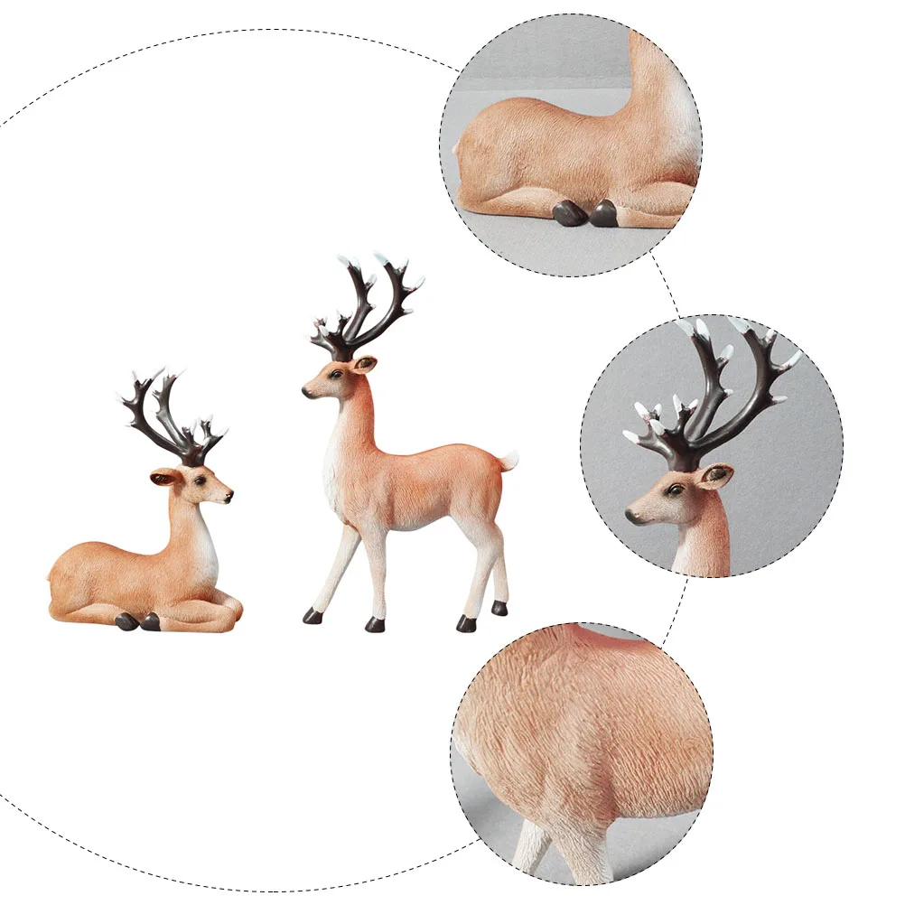 

1Pair Resin Elk Couple Household Crafts Desktop Decoration Tabletop Adornment for Home Office Coffee Shop Living Room Gift
