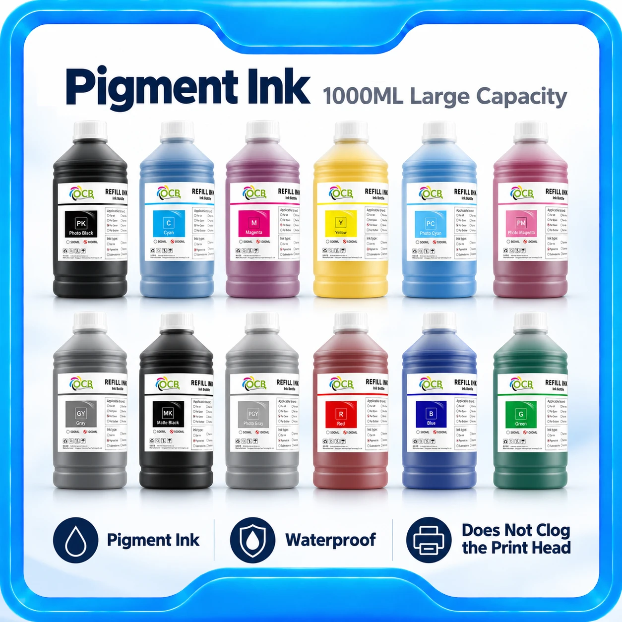 1PC 1000ml Pigment Ink For Canon PFI-706 PFI-306 PFI-301 PFI-206 PFI-101 PFI-106 PFI-704 PFI-701 PFI-702 PFI-8706 Office Print