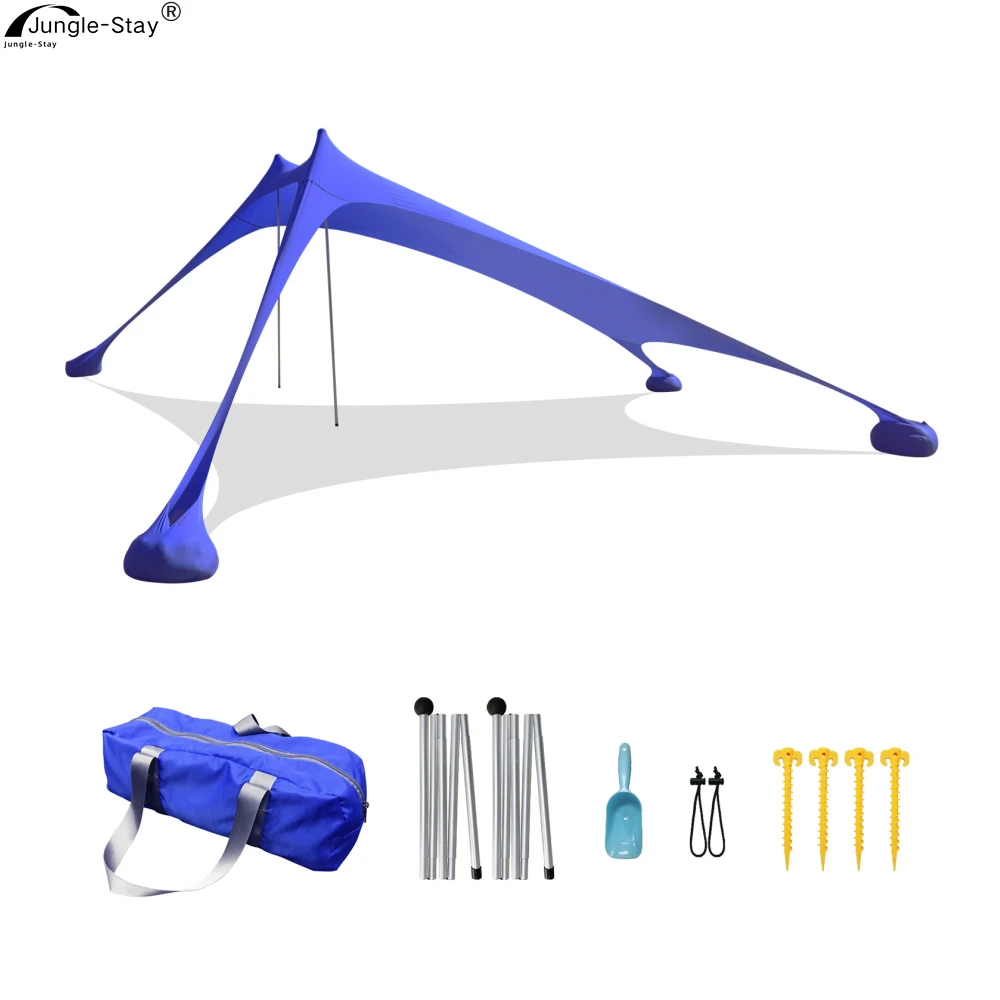 Family Beach Canopy ,Large Beach Sunshade Tent with Stability Poles,UPF50+Outdoor Shade for Beach,Camping,Party or Picnics