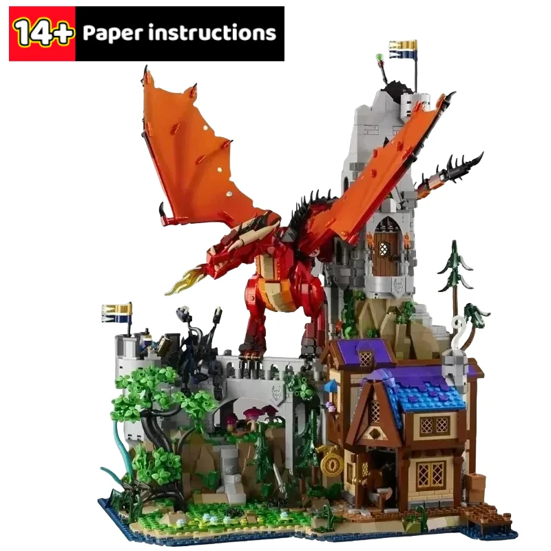 

Инвентарь, новинка 2025 года, креативность 21348 подвал, история красного дракона, 3745 шт., кирпичный дом, модель в сборе, игрушки, детские подарки