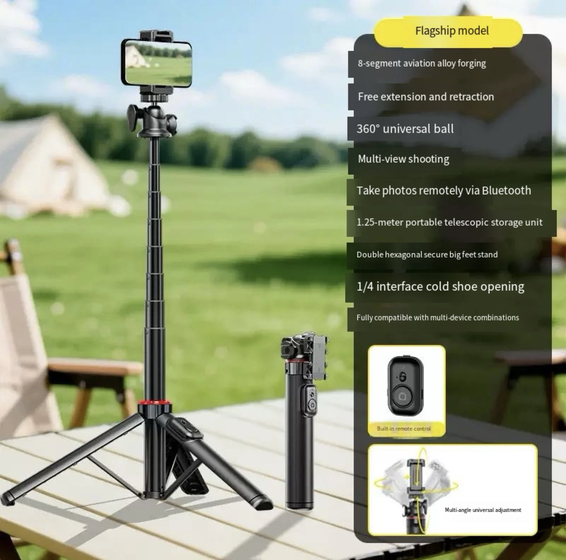 Compatible with DJI Pocket 3, Action 5,ang Insta 360 tripod,action camera, selfie sticking bracket accessories