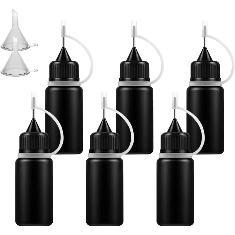 DIY Quilling Tool Lege naaldtip Lijmfles met zwarte dop Vloeibare druppelcontainers met siliconen ringen voor knutselen
