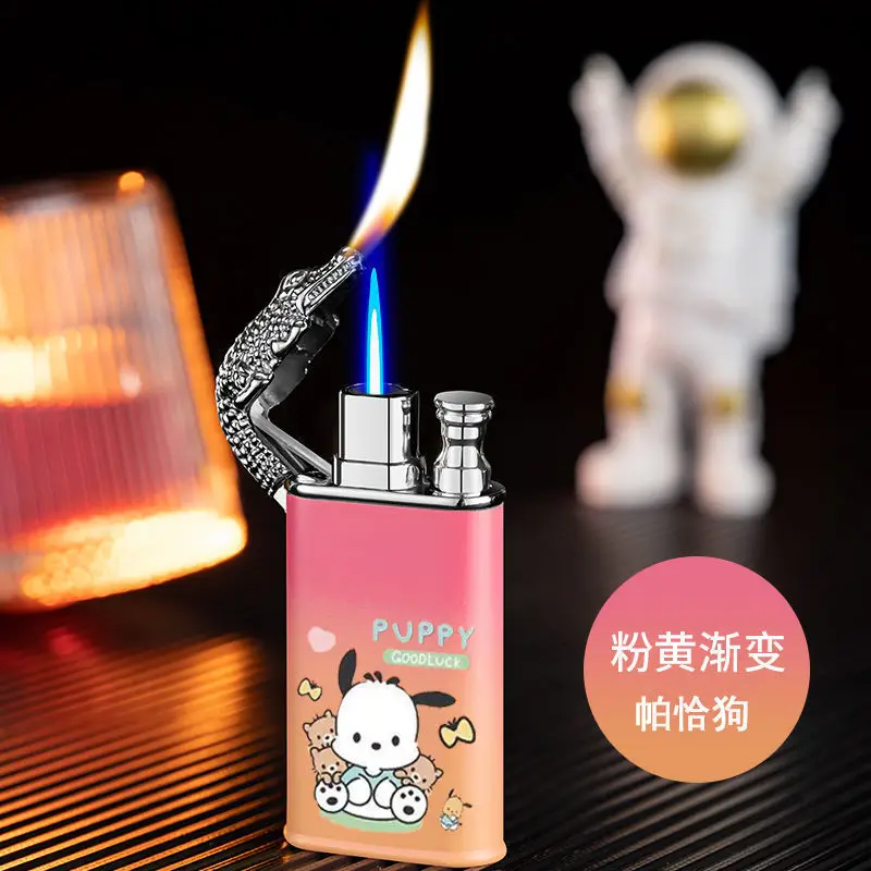 2024 Hello Kitty Kuromi Cinnamoroll Anime Cartoon Double Flame Lighter Creative personalized waterproof cigarette lighter Sanrio