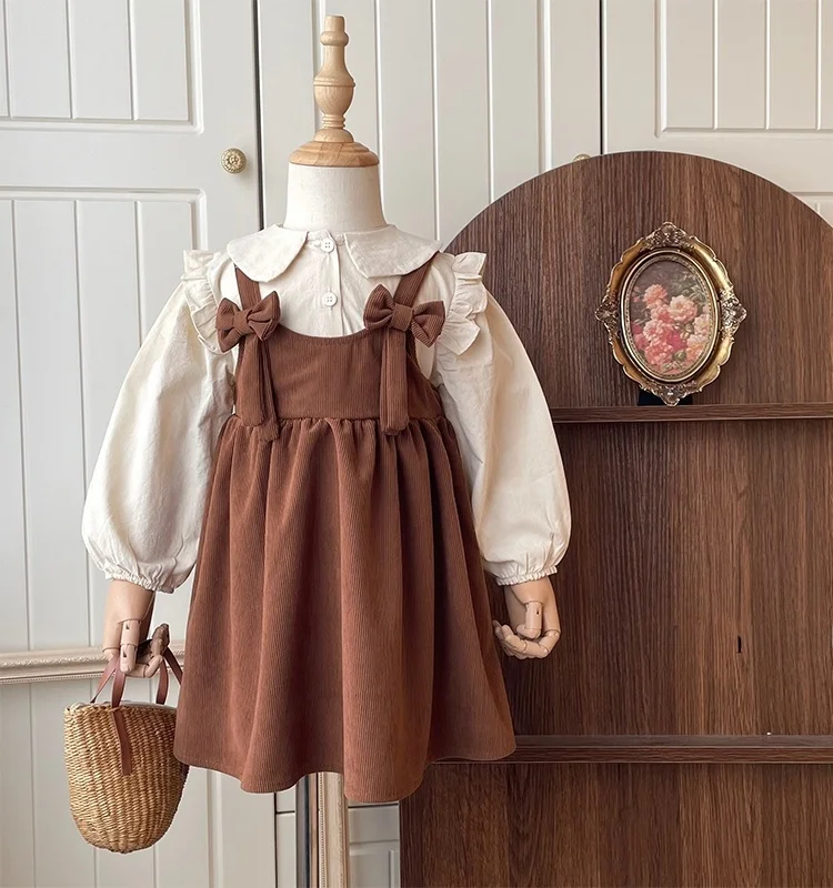 Automne Faion filles Dr bébé tenue d'anniversaire coréen Sle printemps automne jupe à carreaux et t-shirt deux pièces ensemble enfant Dr