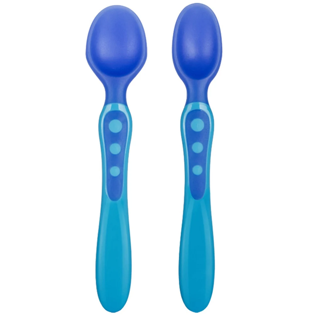 

2 pcs Temperature Sensing Spoons PP Food Grade Baby Feeding Ergonomic Handle Toddler Training Tableware Heat Induction Utensils