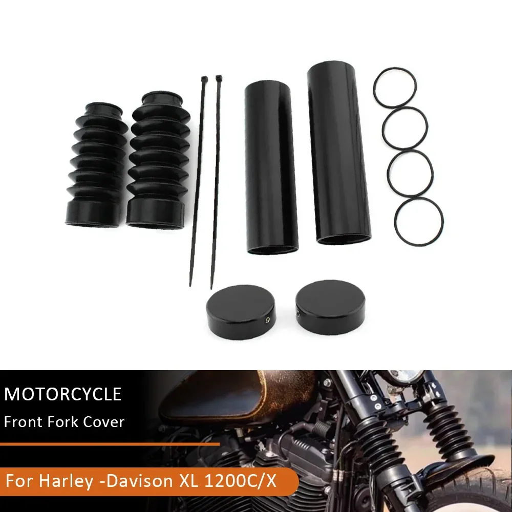 XL1200C Front Fork Cover Protector Gaiters Boot Shock Dust For Harley Davidson XL 1200C Custom XL 1200X Forty-Eight 2011-2015