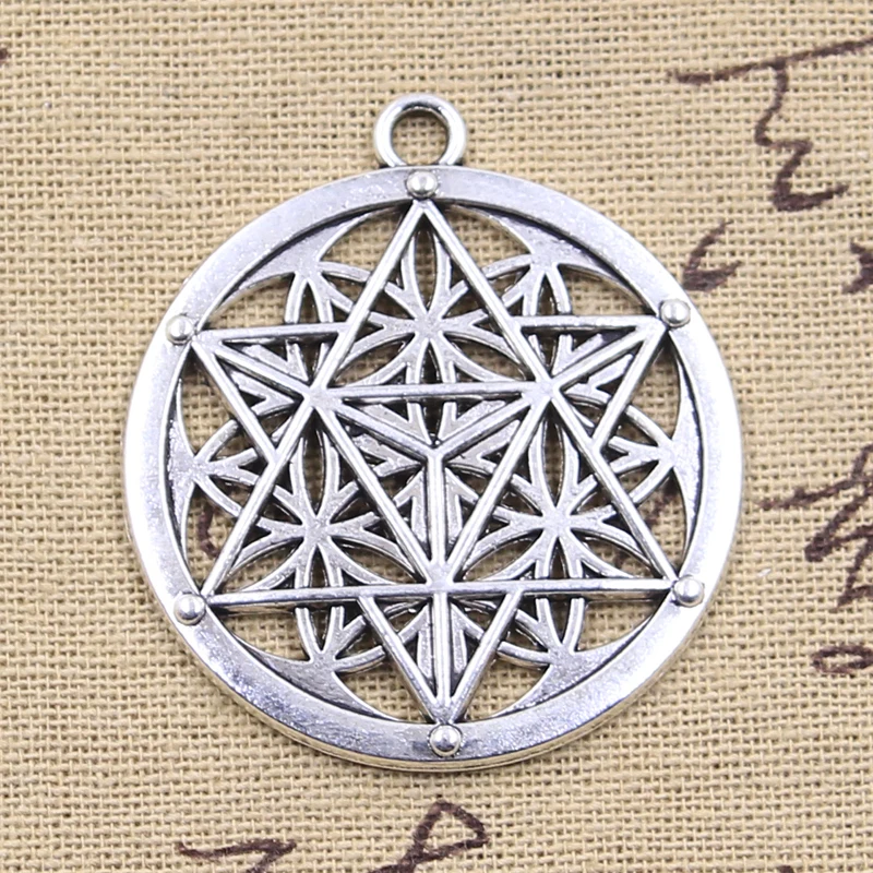 2pcs Charms Yoga Flower Of Life Datura Stramonium 45x40mm Antique Silver Color Pendants Making DIY Handmade Tibetan Finding