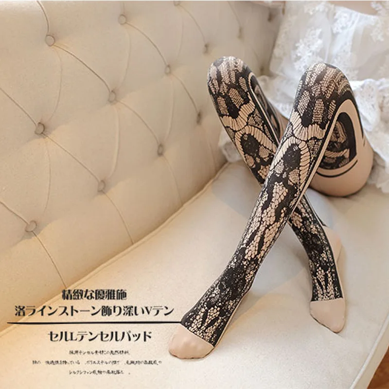 New Japanese Star Velvet Thick Leggings Stockings Pantyhose Printed Tattoo Socks Women\'s Autumn and Winter Thigh High Stockings