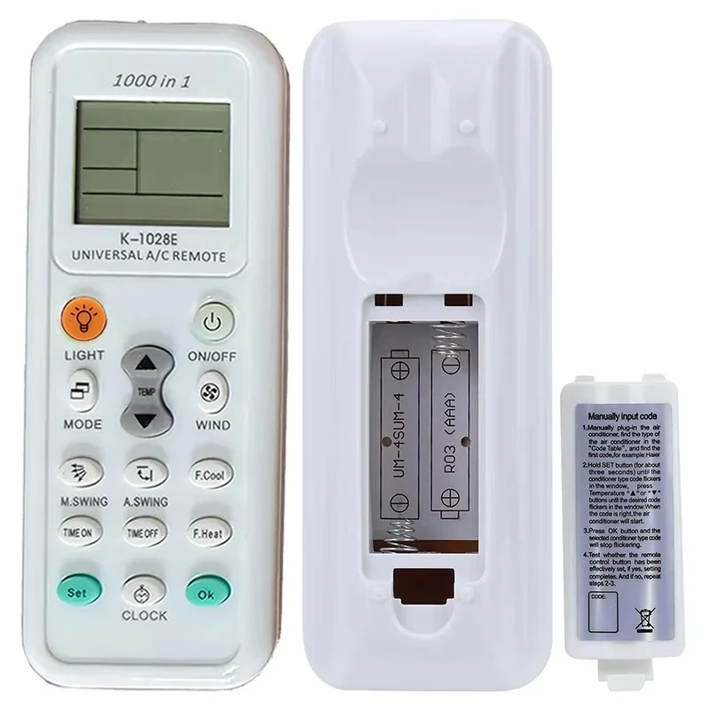 Controle Remoto Universal 1000 em 1 para Ar Condicionado Panasonic, Sharp, Fujitsu, Guangda, Guqiao, Haier, Helton, Hemilton, Hicon, Sanyo