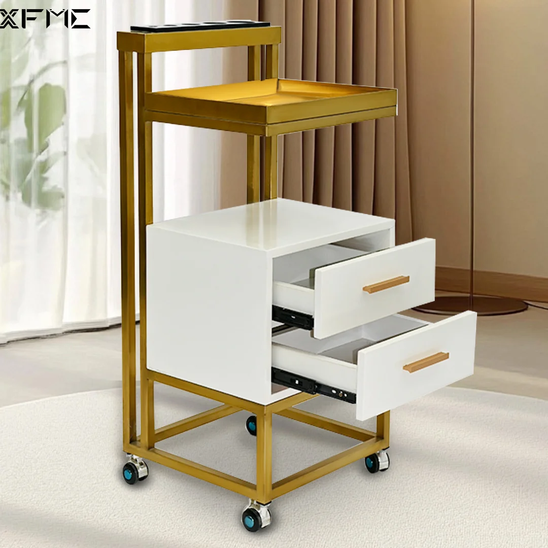 XFMC Salon Storage Trolley Mobile High-Quality Hair Salon Styling Car Tool Cart Hair Salon Trolley with 4 Rolling Wheels