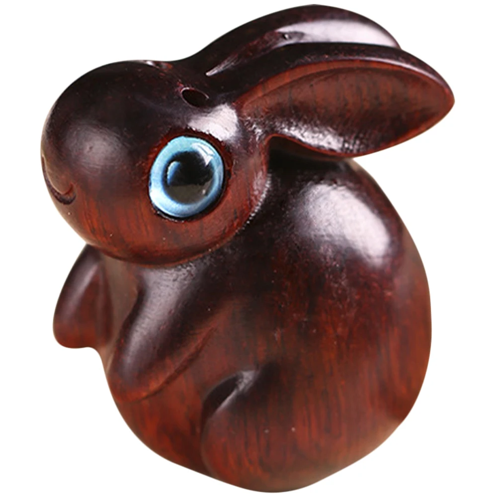 

Cute Keychain Rabbit Figurines Wooden Bunny Pendants DIY Crafts Vintage Zodiac Charm Animal Statue Decor Key Ring S