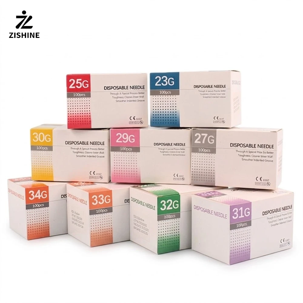 100Pcs/Box Sterile 30/32/34G Luer Lock Syring Needle 4mm 6mm 8mm 13mm 25mm Hypodermic Needle Dermal Filler Tattoo Needle