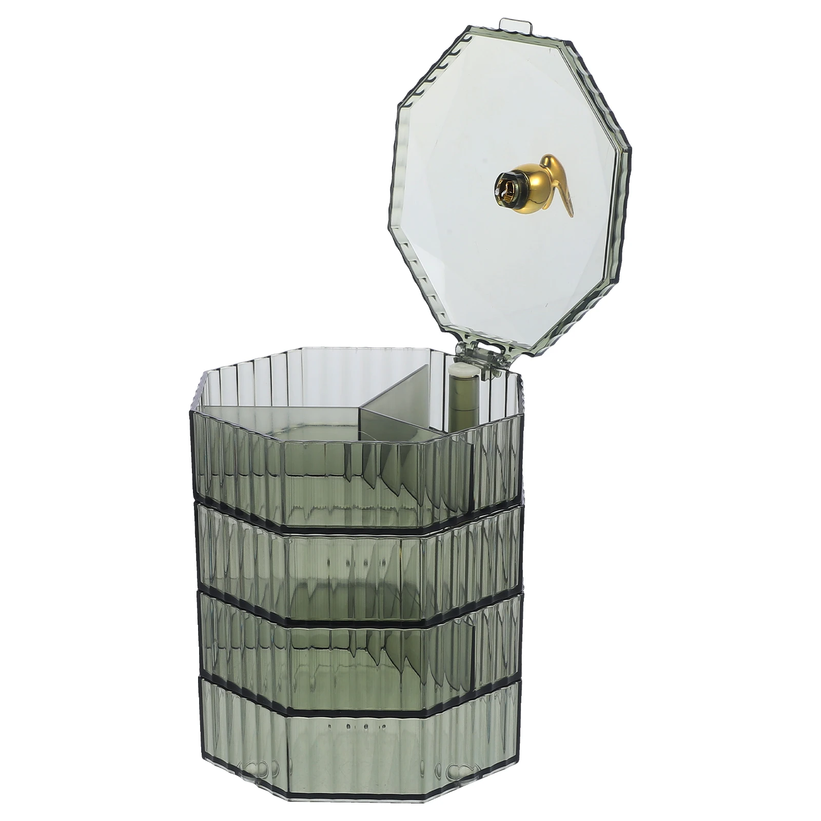 

4-Tier Jewelry Storage Box Desktop Organizer 4-Layer Earrings Rings Trinket Container Rotating Compartment Case Compact