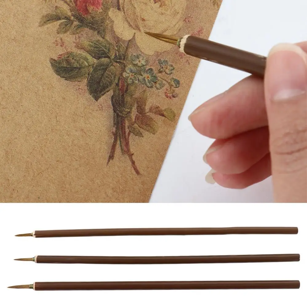 3pcs/set Oil Painting Weasel Hair Art Hook Line Pen Paint Brush Calligraphy Brush Brush Pen