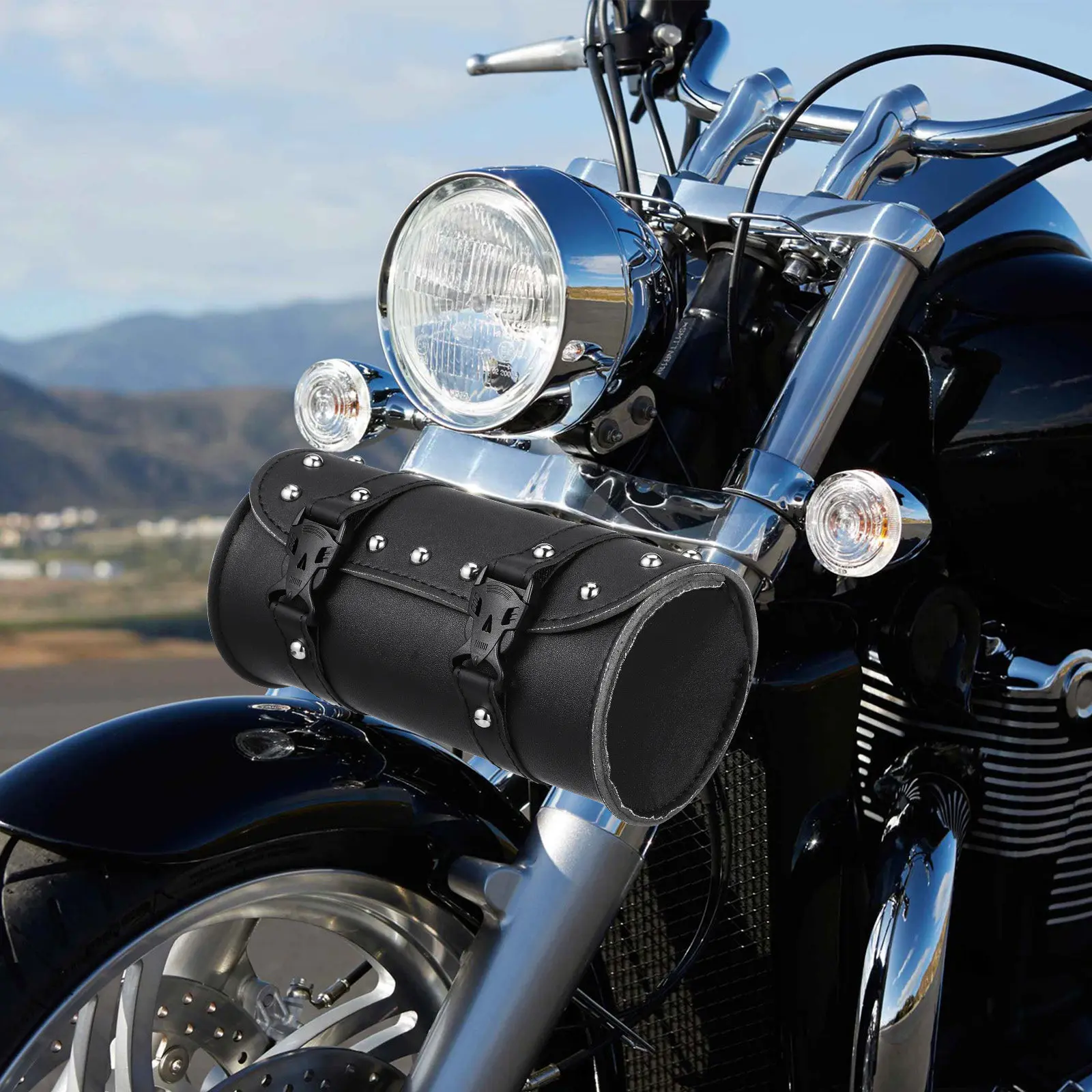

Universal Motorcycle Saddlebags Heavy Duty Waterproof Synthetic Side Pannier with Dual Mounting Straps for Long Ride