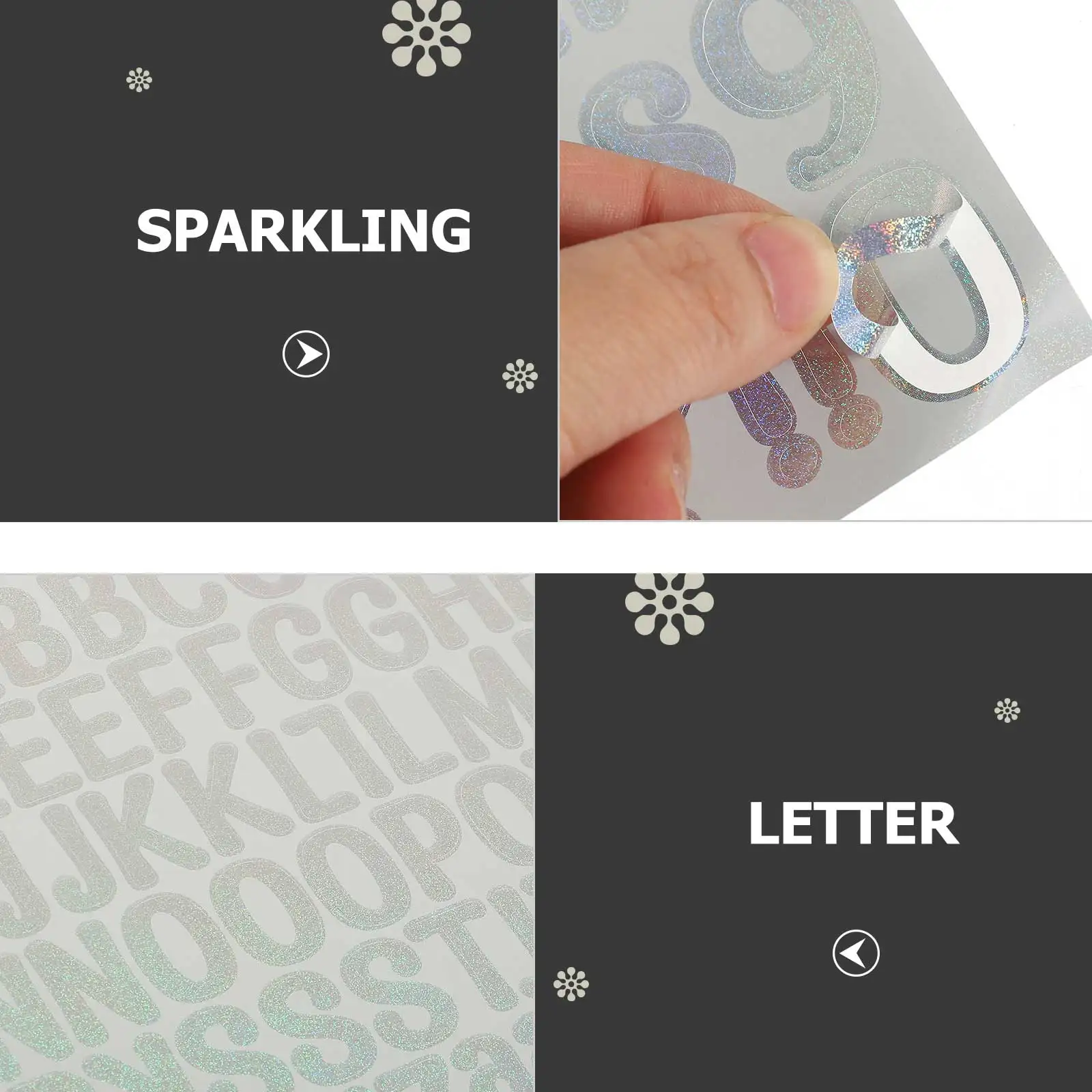 

10 Sheets Laser Letter Stickers Alphabet Decals Waterproof Flash Self Adhesive Vinyl Paper