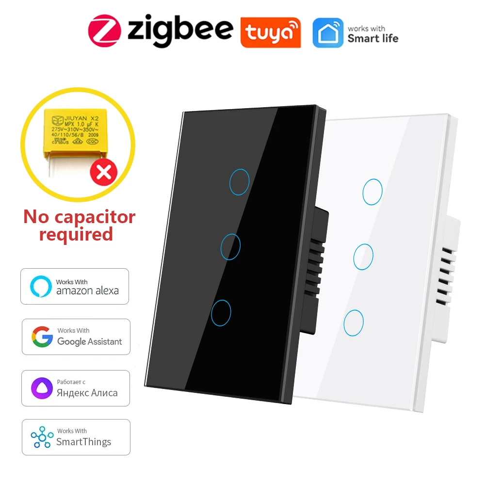 Tuya Zigbee Smart Switch US Standard Single Fire Zero Fire Universal APP Remote Voice Control Timing Scene
