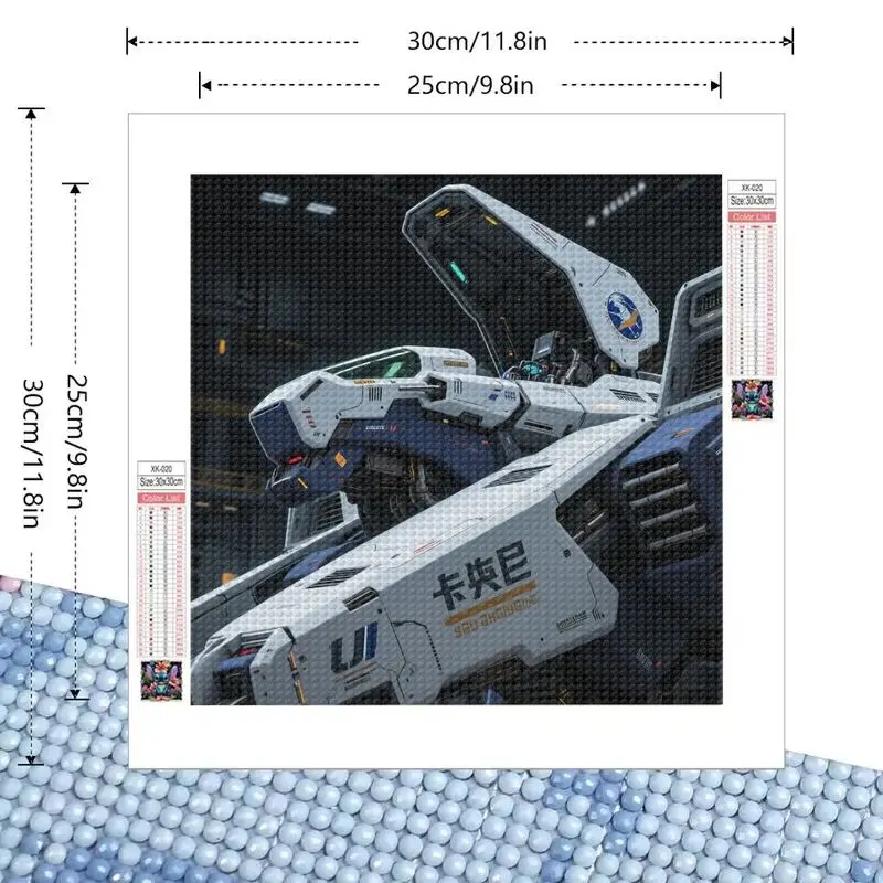 1 Set 5D DIY Diamond Painting Kit, Full Drill Futuristic Mech Robot Diamond Art, Sci-Fi Gundam-Style Mecha Design Wall Decor, 40
