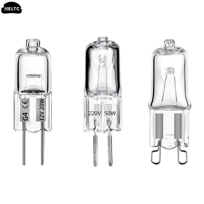 1 szt. 20W/25W/35W/40W DC 12V/220V 2-Pin typ G4/G5.3/G9 światła lampy halogenowe 20W/25W/35W/40W wyczyść każdą żarówkę do dekoracji domu