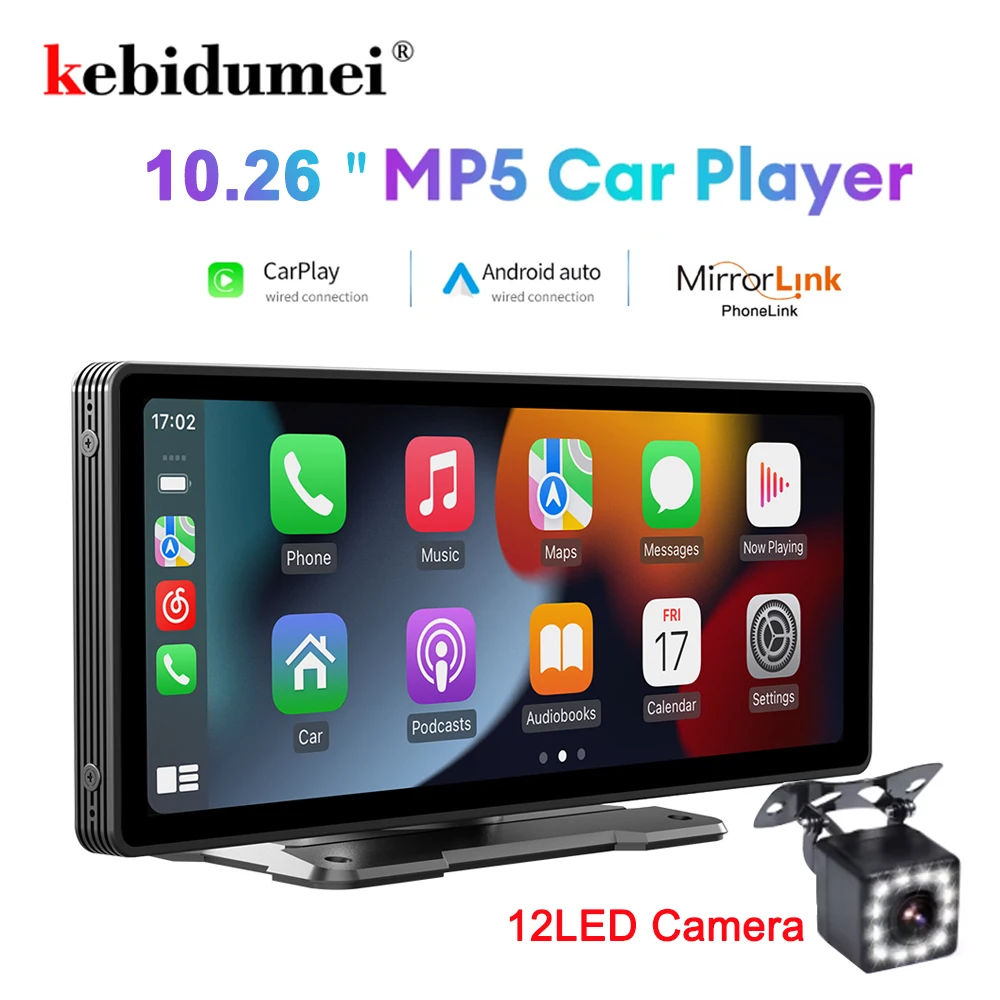 

10.26inch Multimedia Player Screen WIFI Video Carplay & Android Auto & Mirror Link Parking Rear Camera for Apple Android Phones