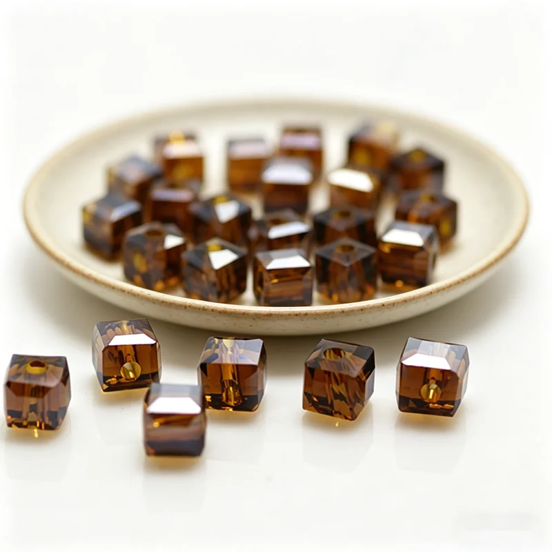 Coffee ab 2mm 3mm 4mm 6mm 8mm Cube Glass Crystal Beads DIY Jewelry Accessories Square Loose beads