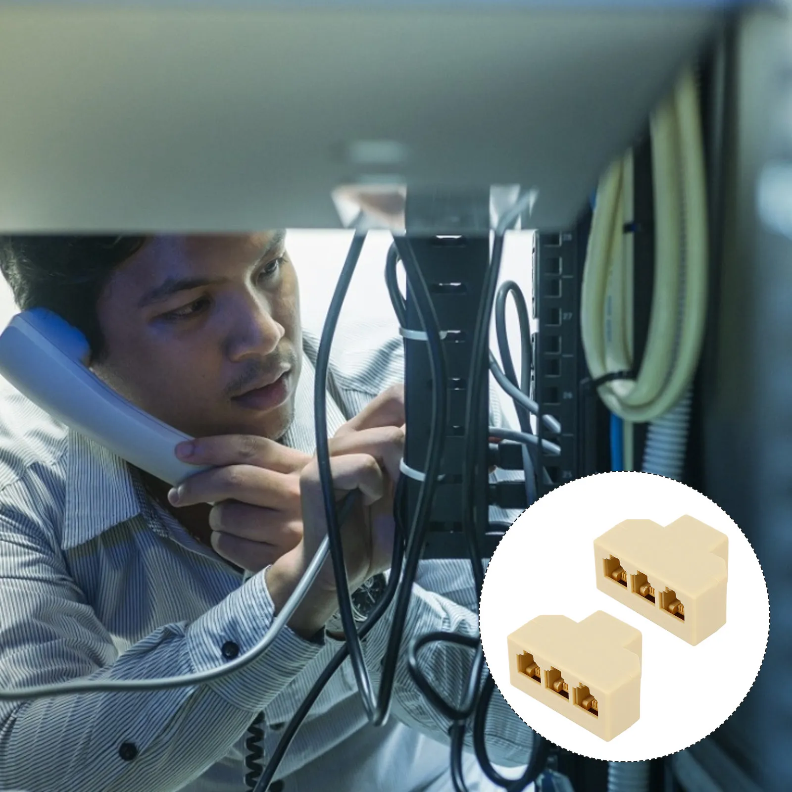 2Pcs Rj11 Socket Splitter Telephone Wall Separator Landline Converter Phone Line Splitter Adapter Landline Converter