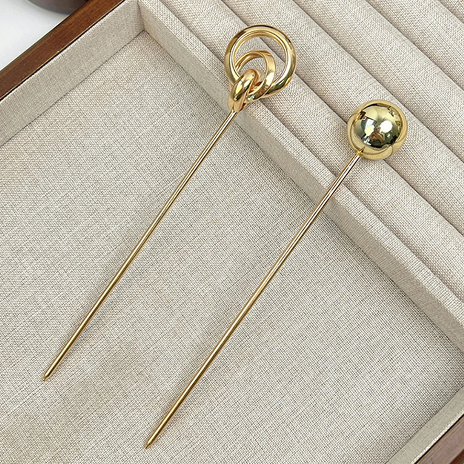 Metal Hairpin With Geometric Sphere Design For Women Simple Daily Hair Stick Classic Hanfu Cheongsam Decor Hair Bun Jewelry Gift image 3