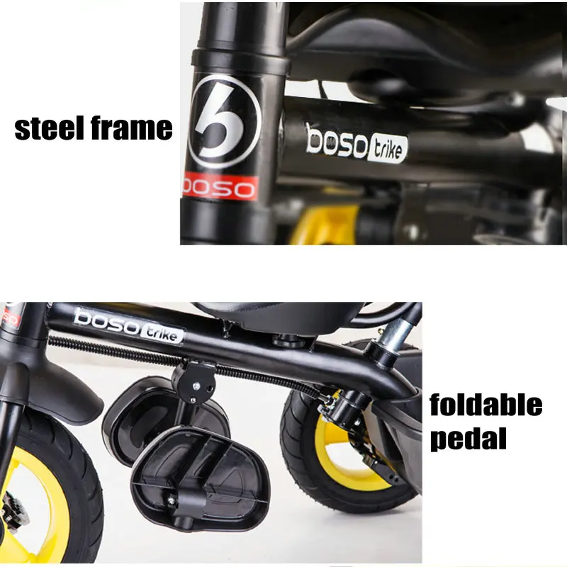 دراجة ثلاثية العجلات للأطفال من BOSO مع عجلات مطاطية لعربة الأطفال