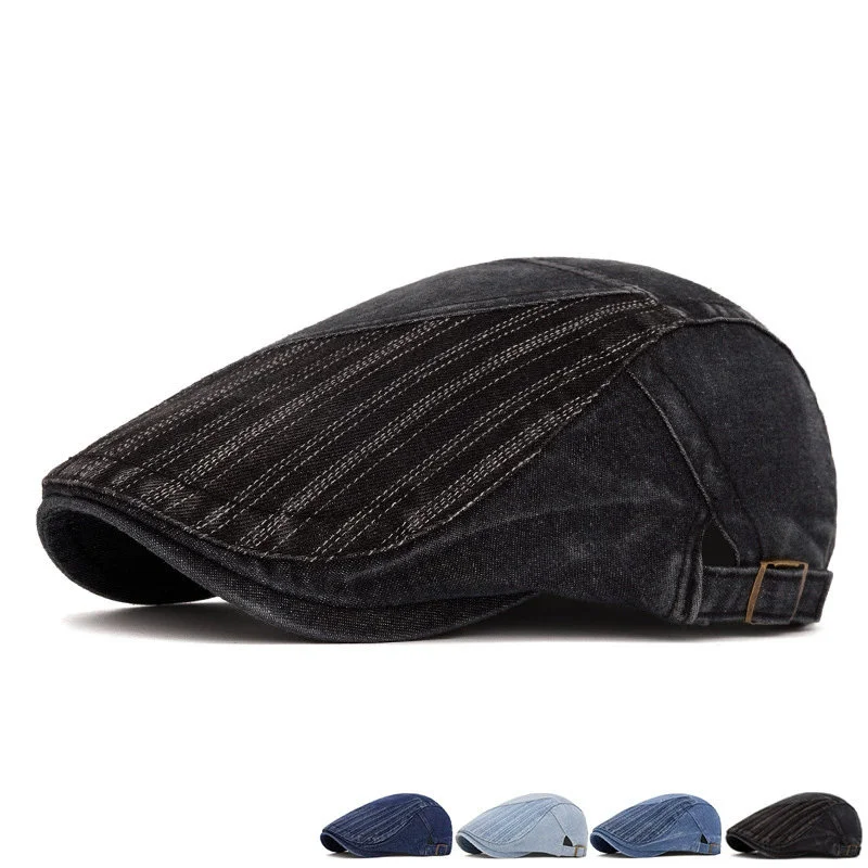 

2025 Four Seasons Cotton Solid Print Newsboy Caps Men Flat Cap Women Painter Beret Hats 106