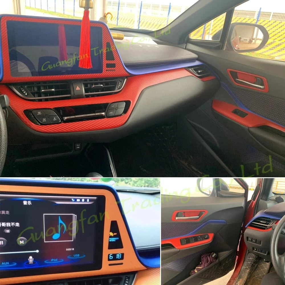 

For Toyota IZOA CHR 2020-2021 Car-Styling 3D/5D Carbon Fiber Car Interior Center Console Color Change Molding Sticker Decals