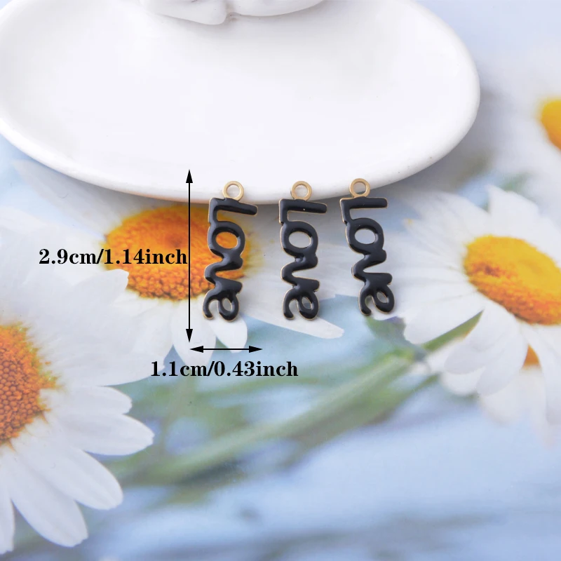 10 Stück doppelseitige Emaille-Buchstaben-Liebesanhänger aus Kupfer mit Öltropfen-Effekt, Mädchen-Alphabet-Ohranhänger, DIY-Schmuck, Halsketten-Zubehör – Detail 4