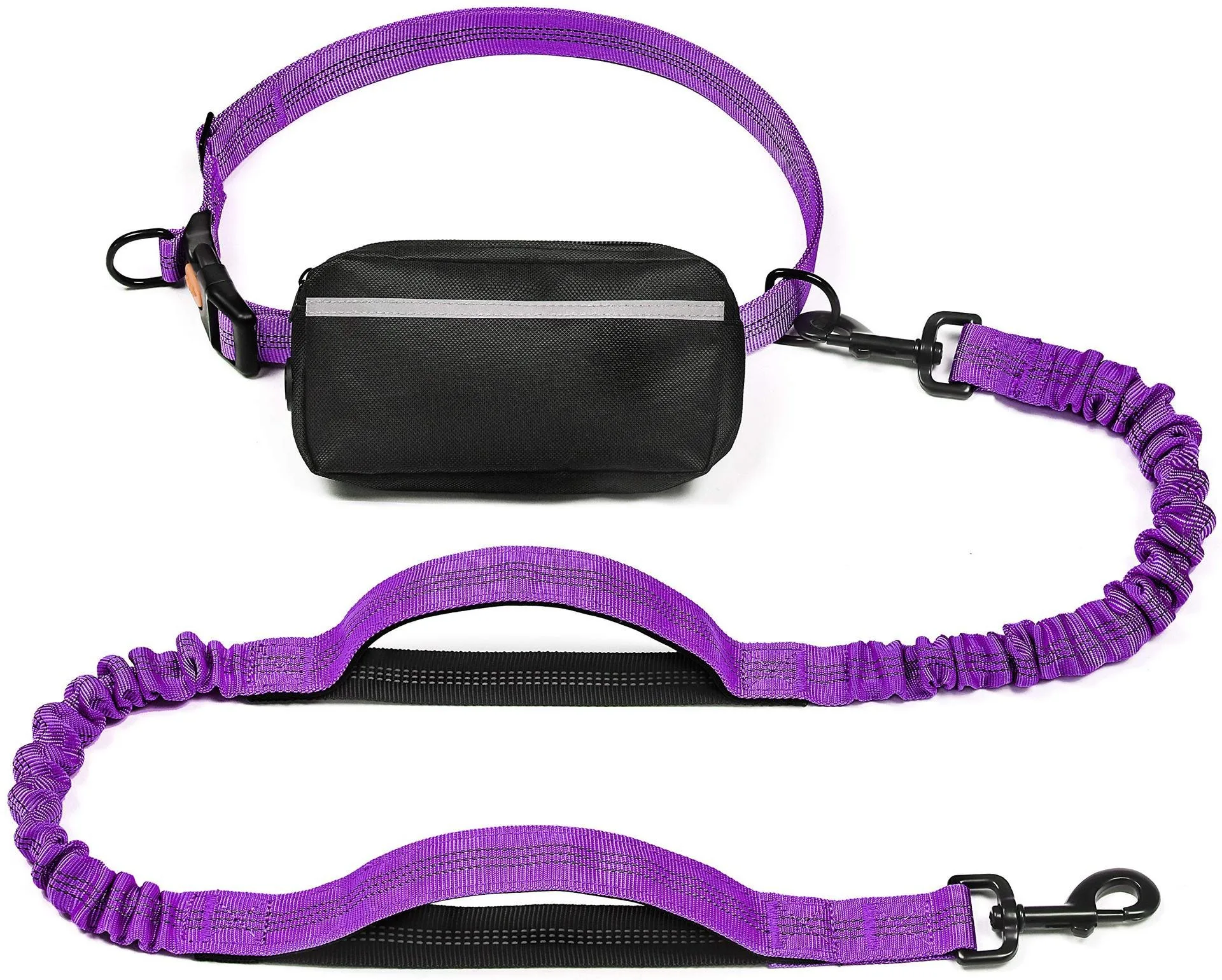 Kostenlose Hundeleine mit Reißverschlusstasche, doppelt gepolsterte Griffe, Laufleine für mittelgroße und große Hunde, einziehbare Hundeleine mit Bungee-Taille – Detail 7