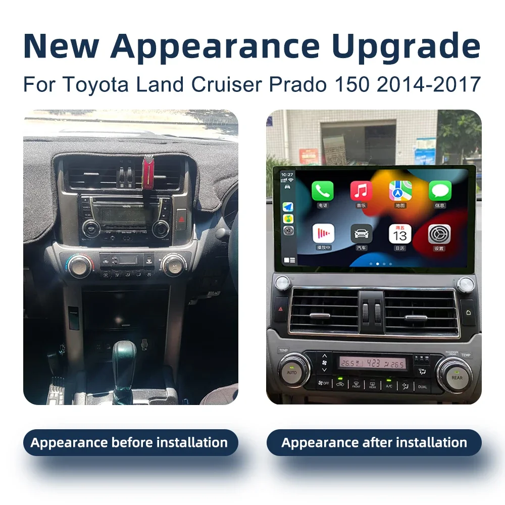 1920*1200 Android 14.0 CarPlay 4G WiFi GPS Navigation Multimedia Player Car Radio For Toyota Land Cruiser Prado 150 2014-2017