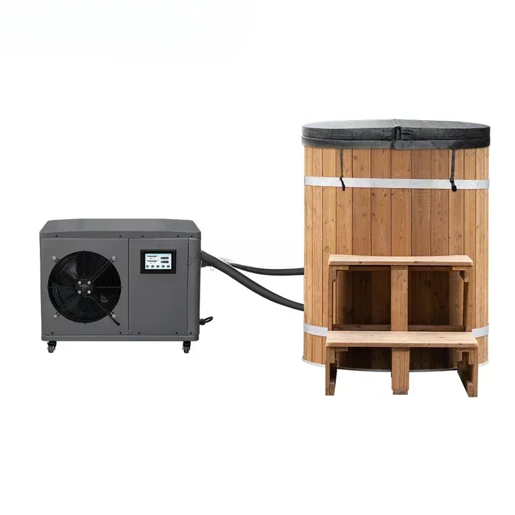 

Wooden PVC Ice Bath Tub Electric Large Machine Barrel Cold Plunge Therapy Fitness Recovery