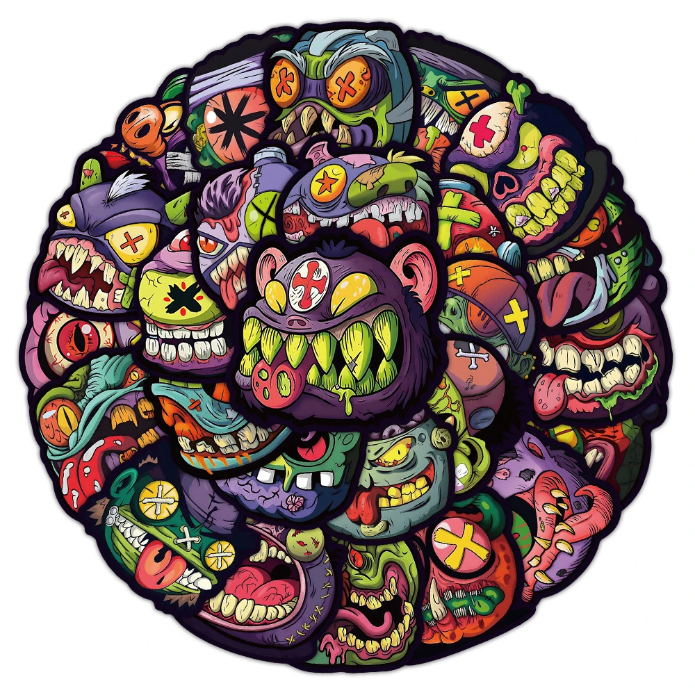 10/30/54pcs Horror Monster Big Head Stickers Cool Cartoon Sticker DIY Laptop Phone Notebook Halloween Graffiti Decals Decoration