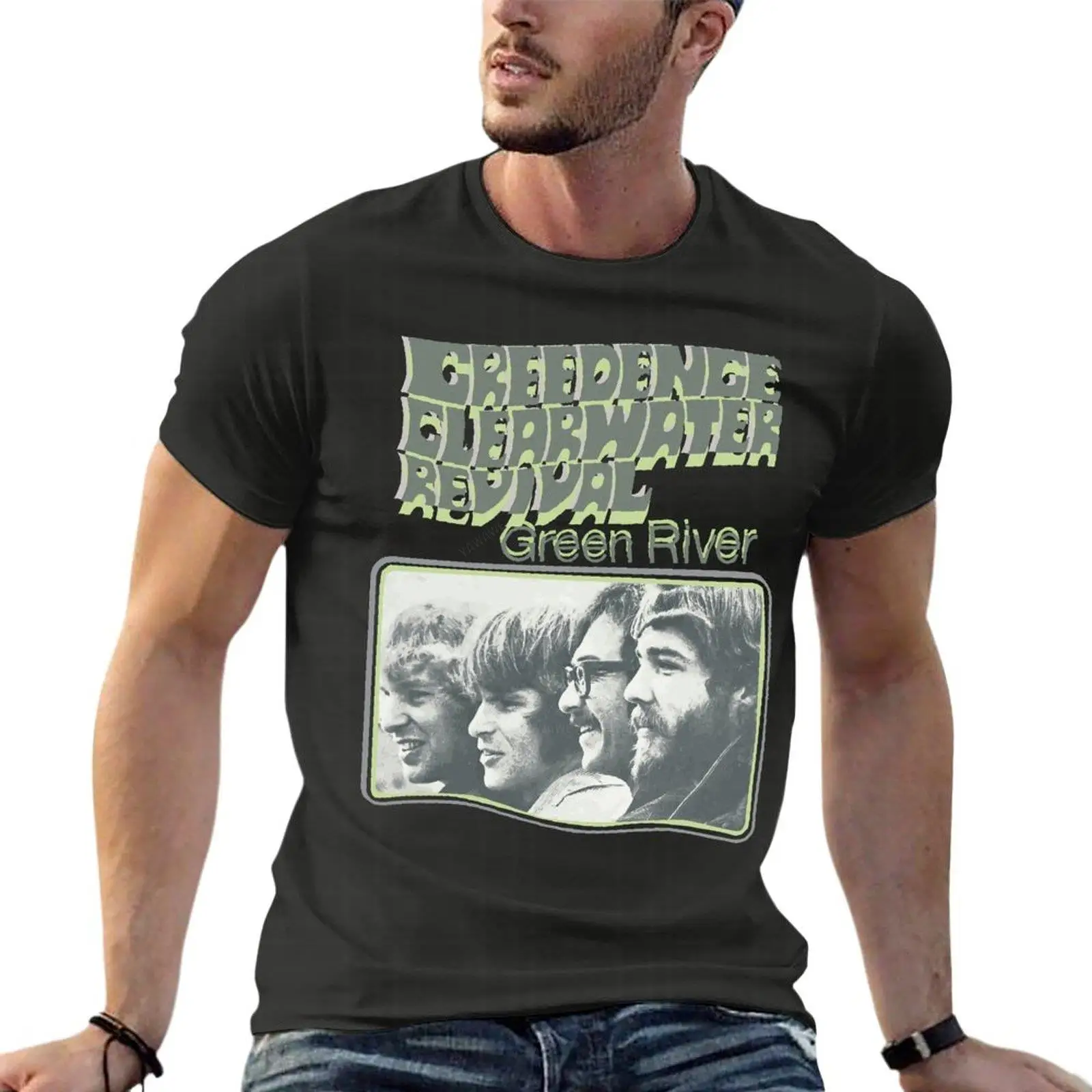 Creedence Clearwater Revival Green River Oversized Tshirt Fashion Men'S Clothes Short Sleeve Streetwear Big Size Tops Tee