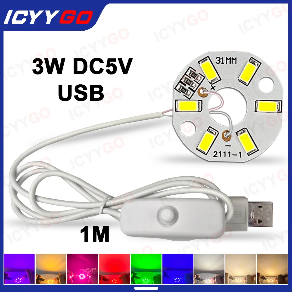 

DC5V LED Light Board SMD5730 White Light Red Light Green Light PCB Board Suitable For DIY Downlight Spotlight USB Night Light