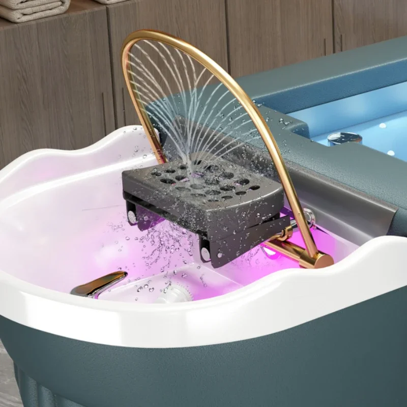 كرسي شامبو للحلاقة الفاخر لتدليك مستحضرات التجميل، سرير سبا، وعاء تصفيف الشعر، أثاث فاخر لصالونات التجميل Cama Champou Rendy