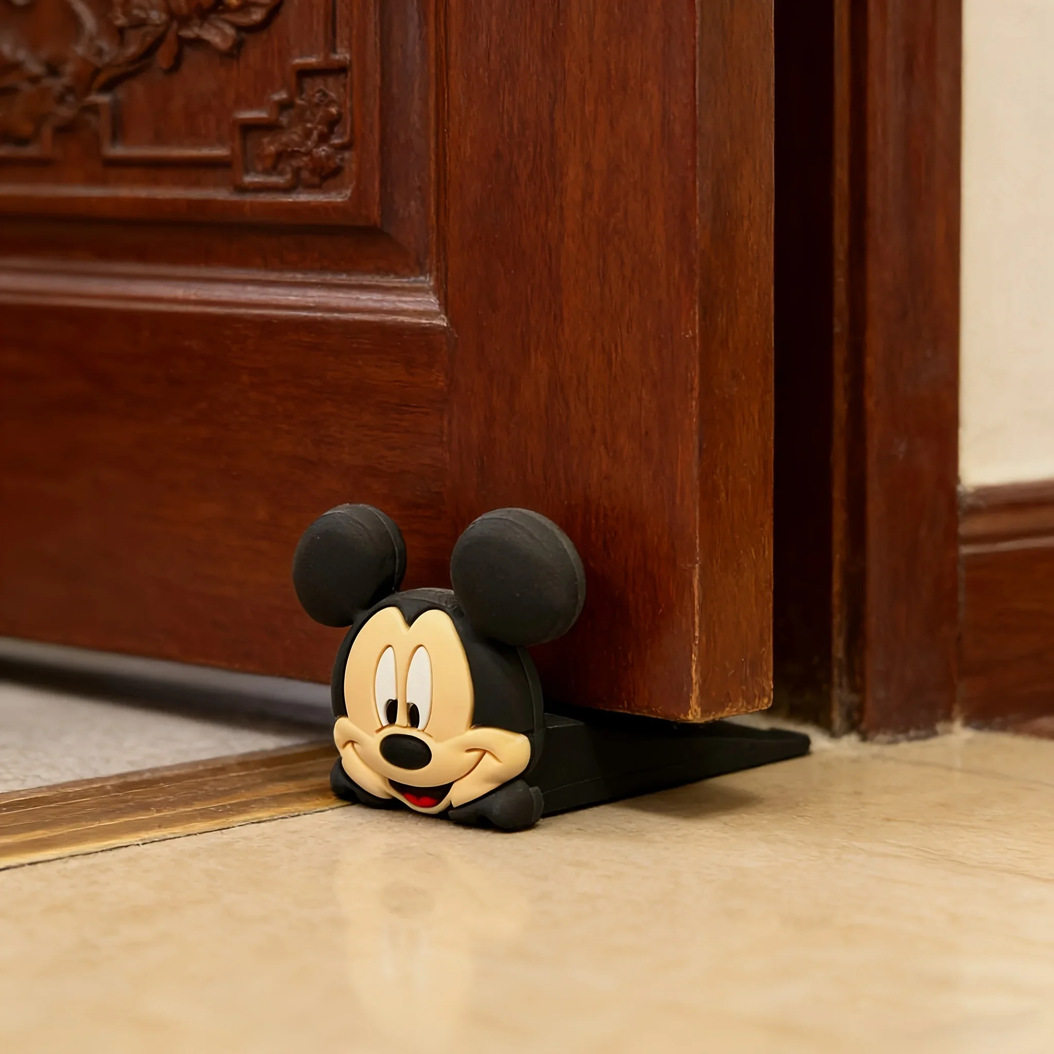 Disney Cute Mickey Silicone Door Reusable Shock Absorbent Block Wedge Doorstops Handle Stopper Home Door Anti-collision Stopper